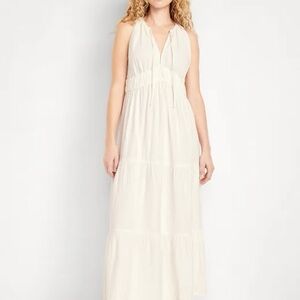 Old Navy Cream Fit & Flare Crinkle Gauze Maxi Dress